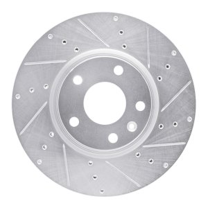 Chevrolet Corvette Brake Rotor (1) - Front Right - R1 Concepts - Drilled & Slotted - Silver - `14-`19